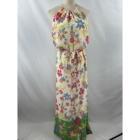 Modcloth Illuminated Elegance Halter Maxi Dress Cream Floral Plus Size 1X - Picture 11 of 11